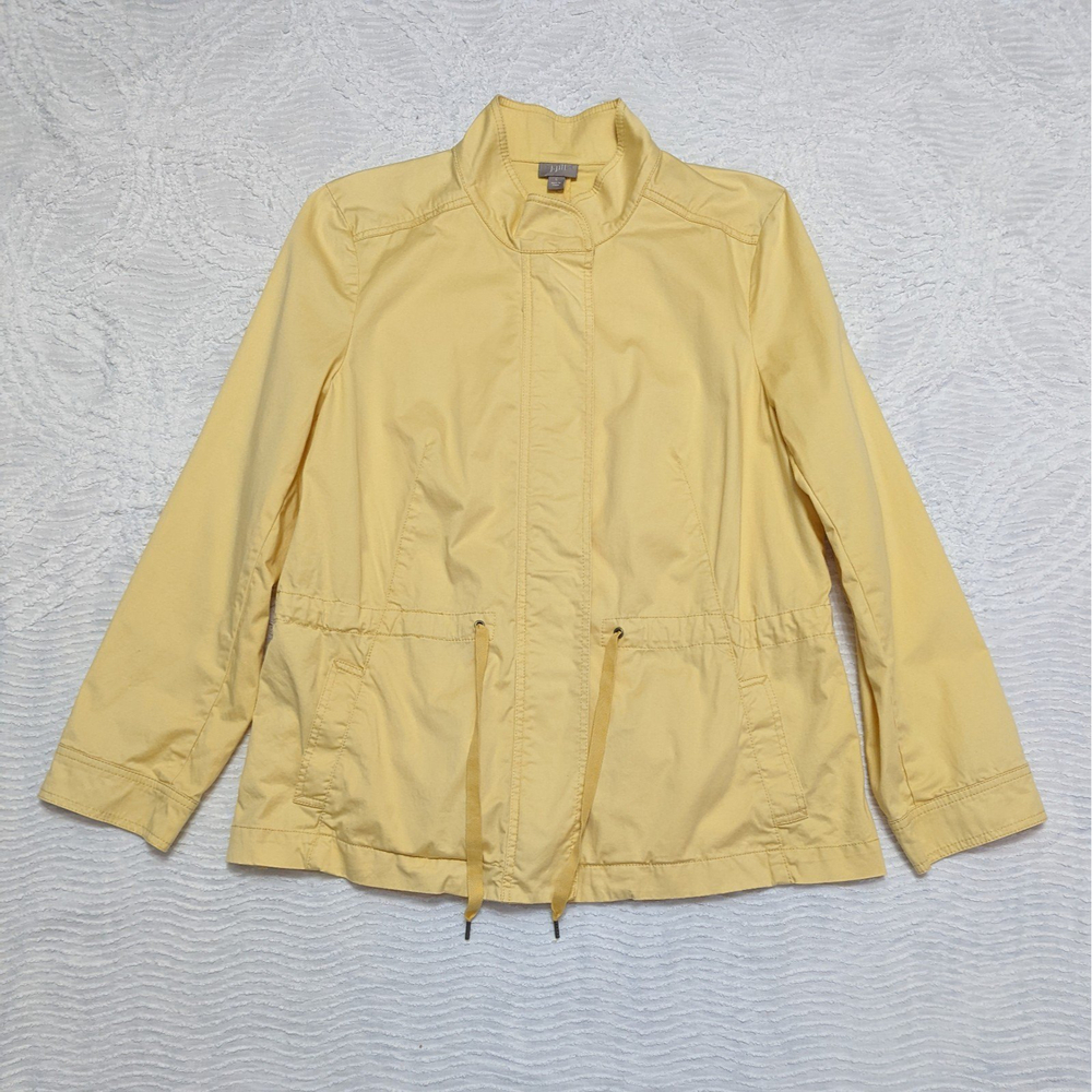J. Jill Women's Jacket Sz Large Yellow Stretch Cotton Mock Neck Full Zip